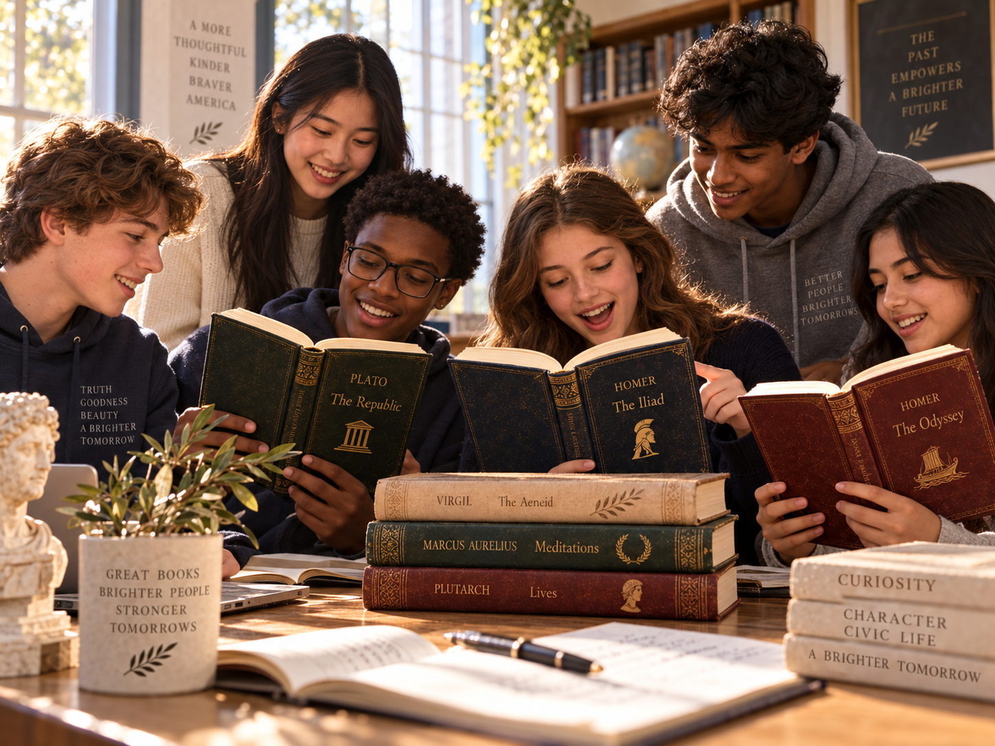 Young readers engaging with classic books.